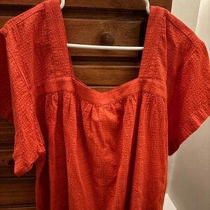 Madewell Square-Neck Peasant Top, Orange, 1X